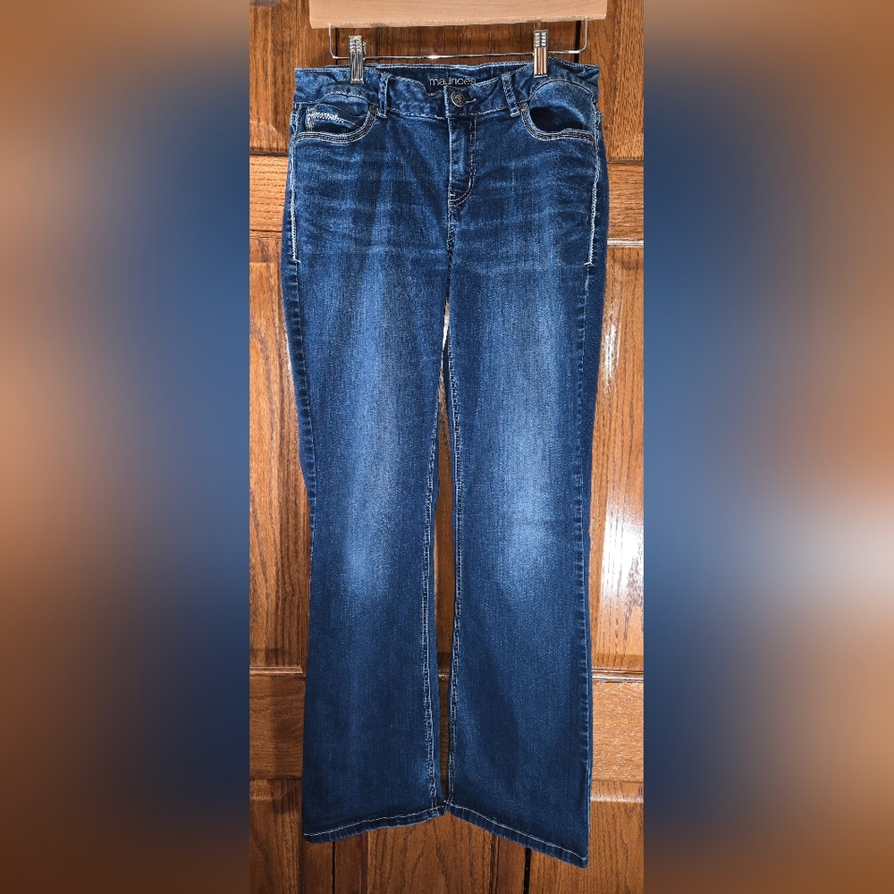 Maurices Bootcut Jeans 5 Pocket Zip Front Stitched Hip Pocket Design Sz 7/8 - Picture 1 of 4